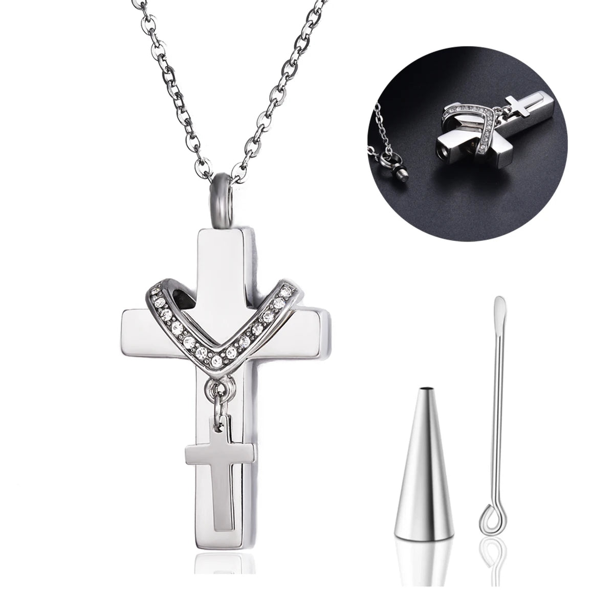 Double-Cross Urn Necklace