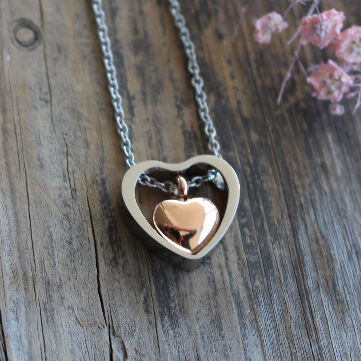 Double-Heart Urn Necklace